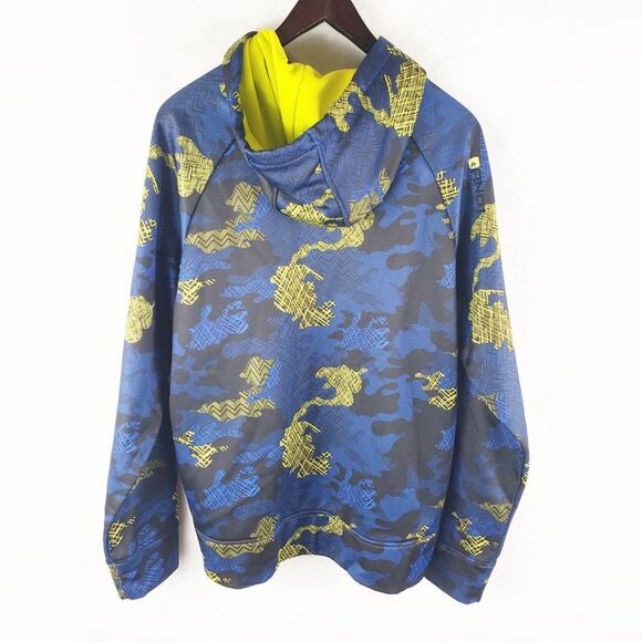 And1 Urban Hoodie Men M Camo Blue Black Yellow Soft & Cozy with Pockets - Picture 2 of 7